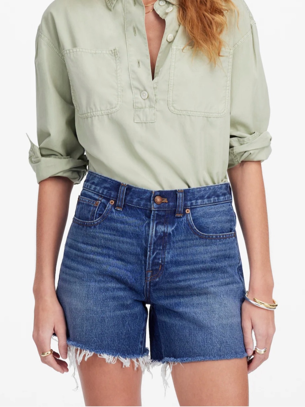 Madewell The Brynn Long Short Denim Cutoff Women’s Shorts - Blue - size 33